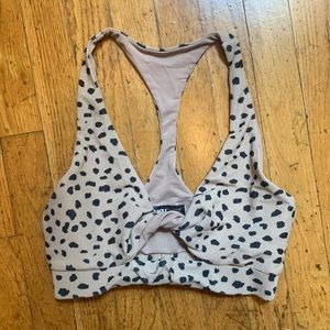 BEACH RIOT Ribbed Twist Top in Taupe Spot